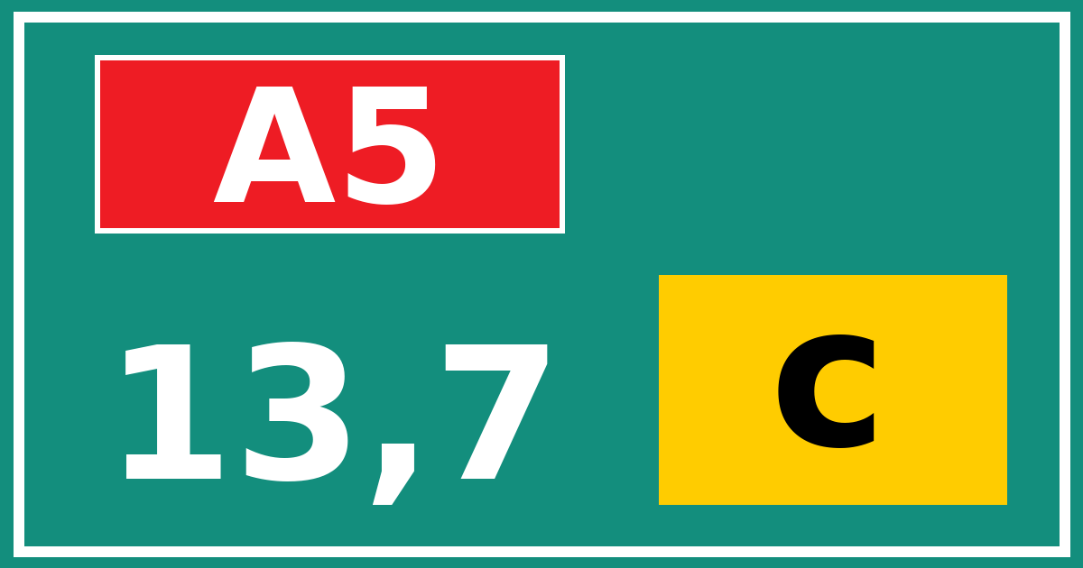 Hectometerbord A5 13,7 letter c