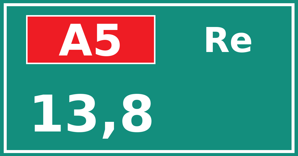 Hectometerbord A5 13,8 zijde Re