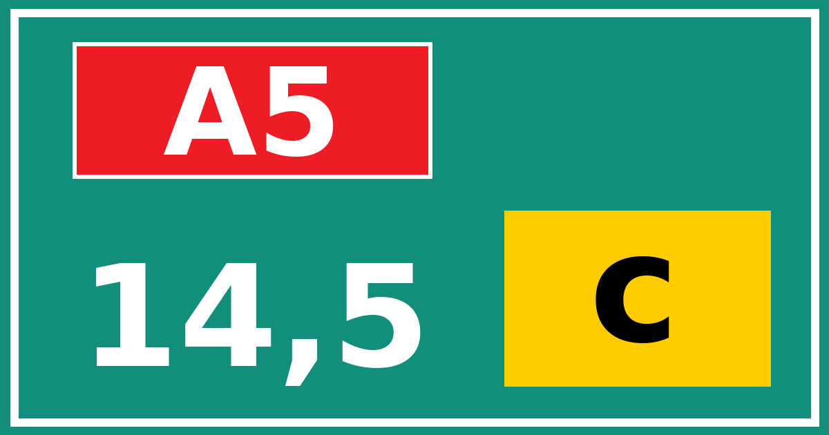 Hectometerbord A5 14,5 letter c