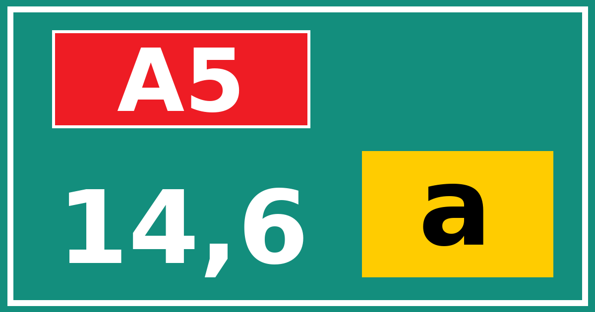 Hectometerbord A5 14,6 letter a