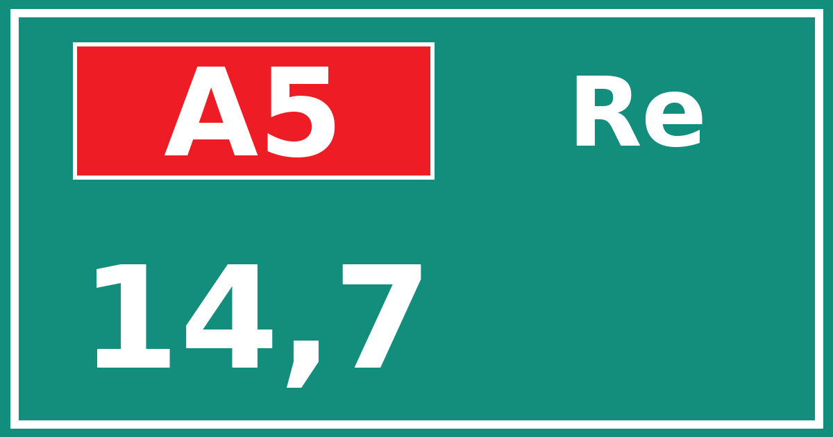 Hectometerbord A5 14,7 zijde Re
