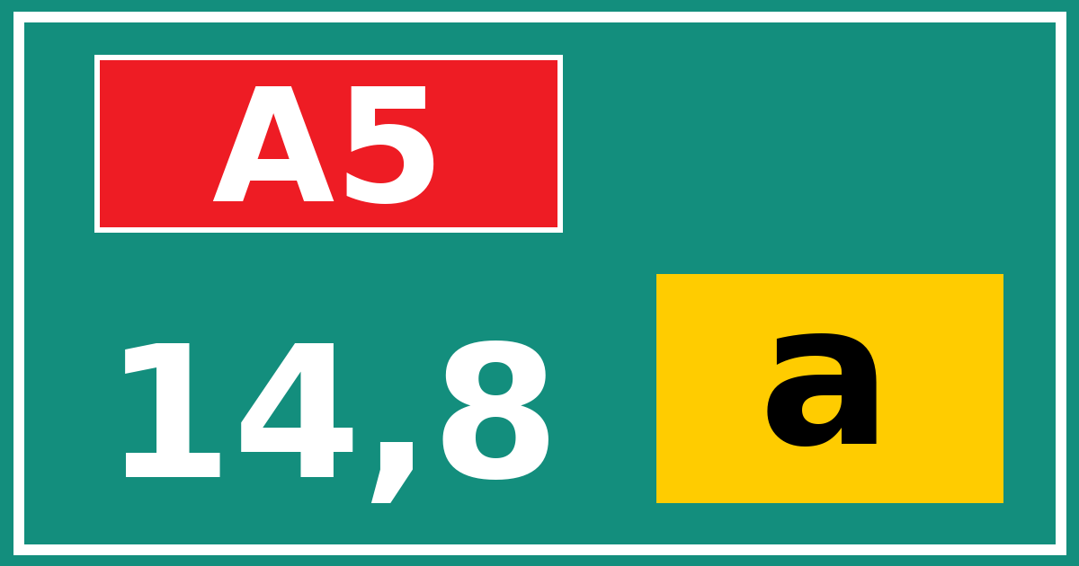 Hectometerbord A5 14,8 letter a