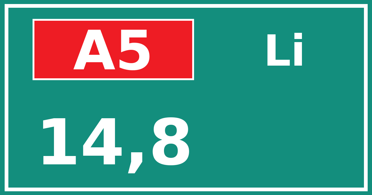 Hectometerbord A5 14,8 zijde Li