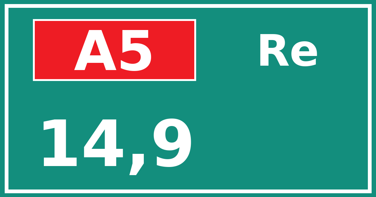 Hectometerbord A5 14,9 zijde Re