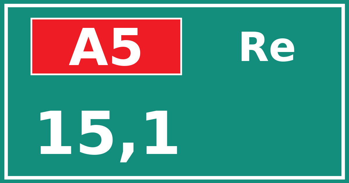 Hectometerbord A5 15,1 zijde Re