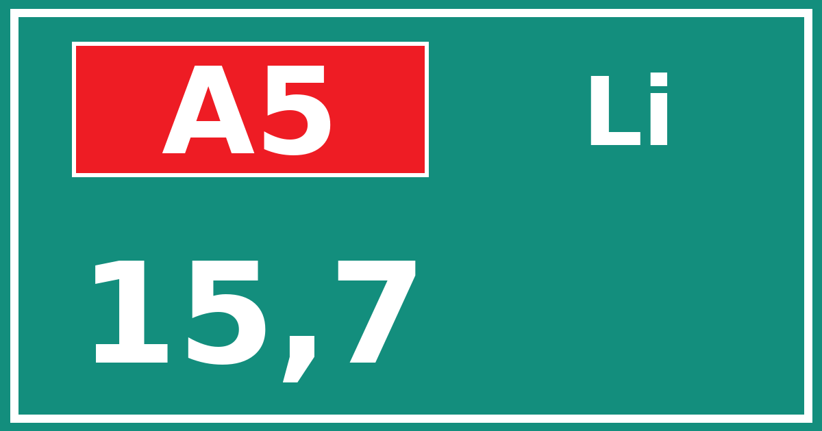 Hectometerbord A5 15,7 zijde Li