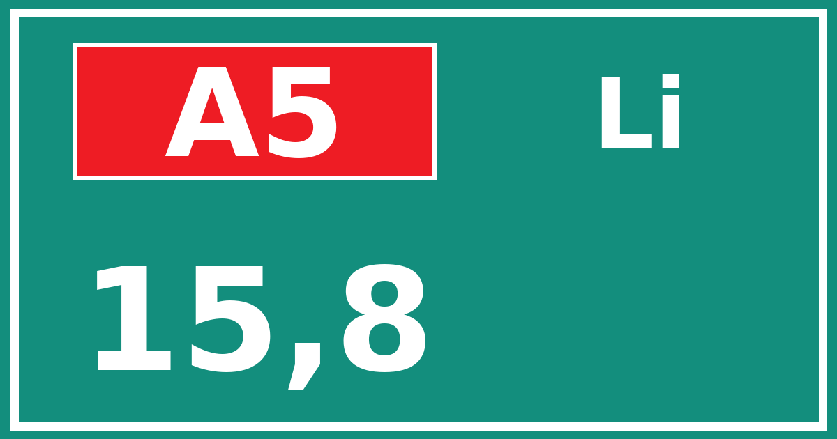 Hectometerbord A5 15,8 zijde Li