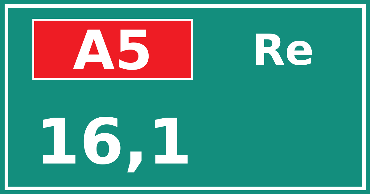 Hectometerbord A5 16,1 zijde Re