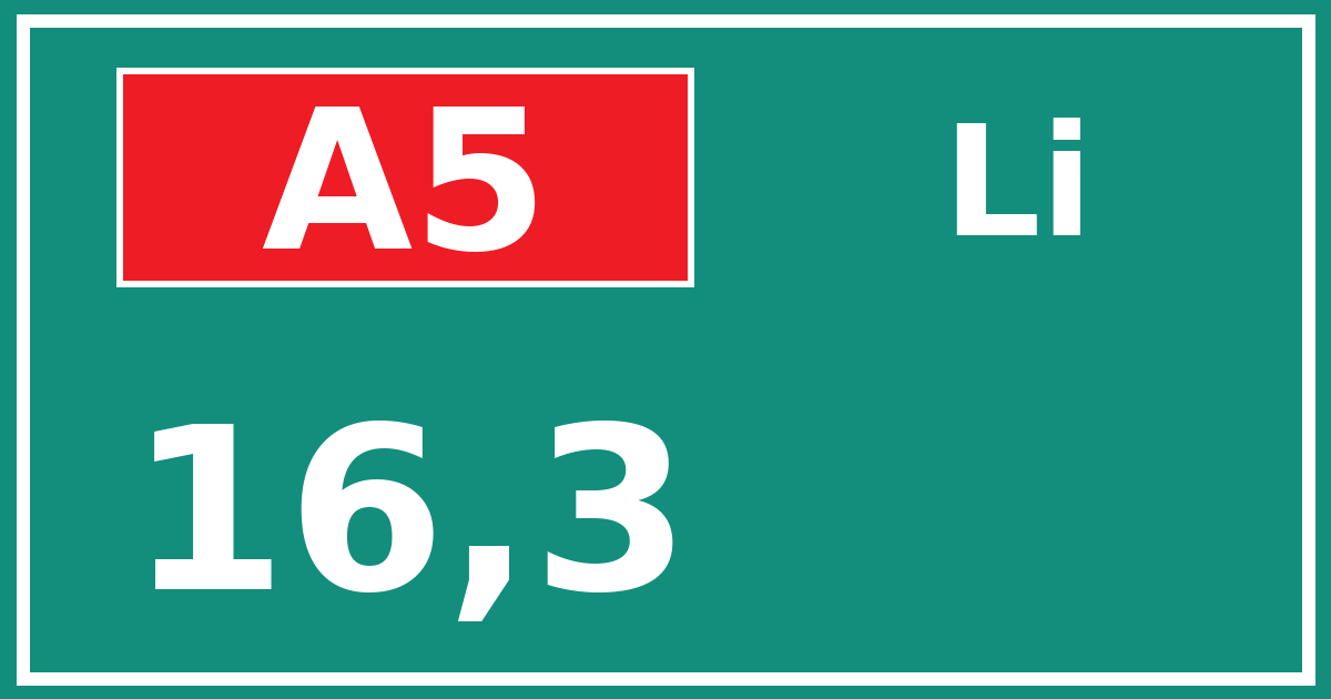 Hectometerbord A5 16,3 zijde Li