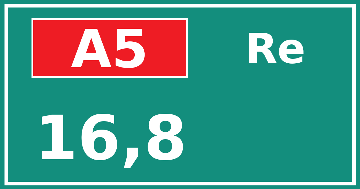 Hectometerbord A5 16,8 zijde Re