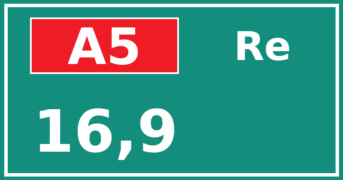 Hectometerbord A5 16,9 zijde Re