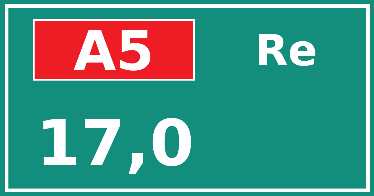 Hectometerbord A5 17,0 zijde Re