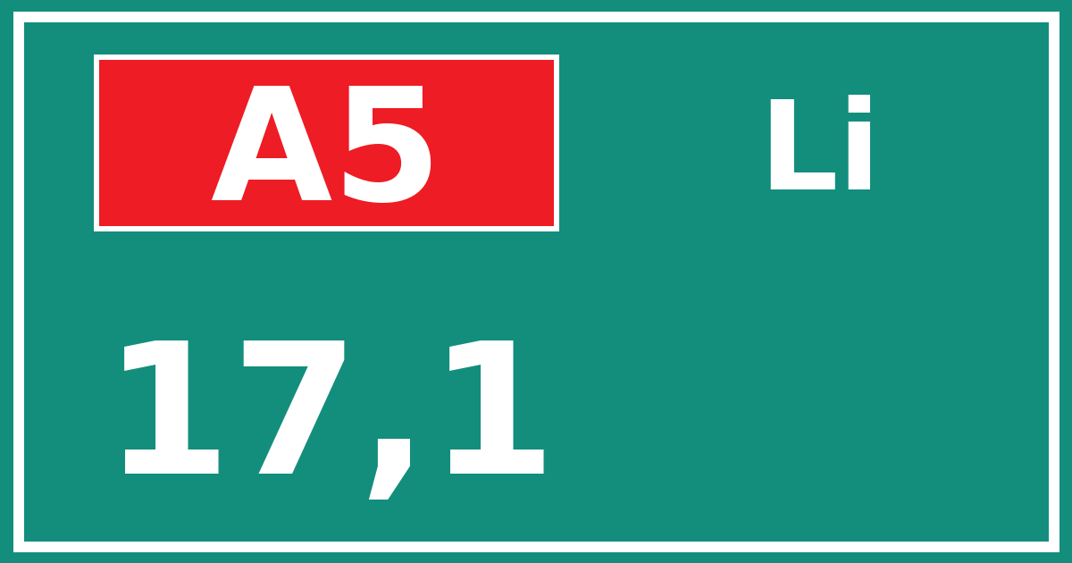 Hectometerbord A5 17,1 zijde Li