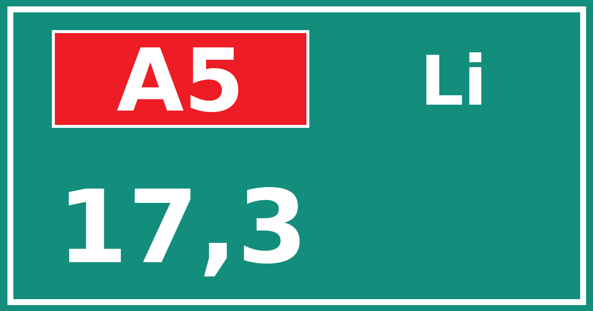Hectometerbord A5 17,3 zijde Li
