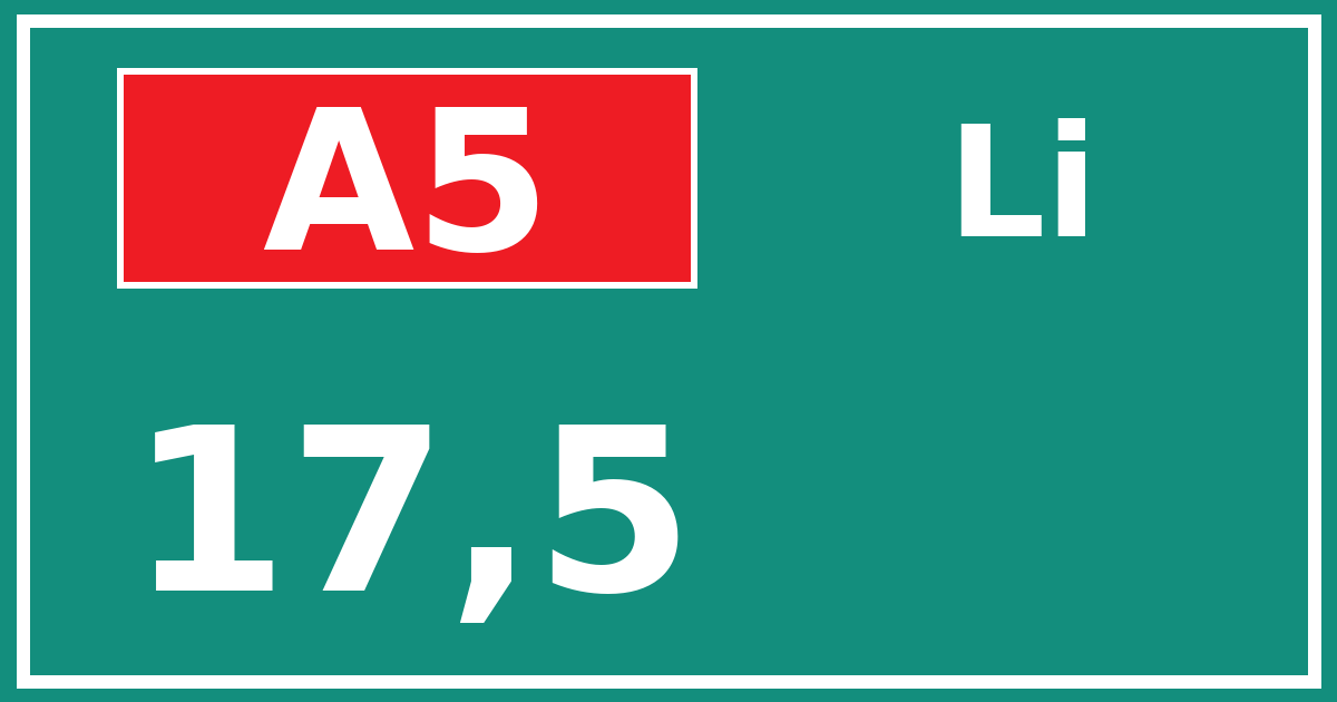 Hectometerbord A5 17,5 zijde Li