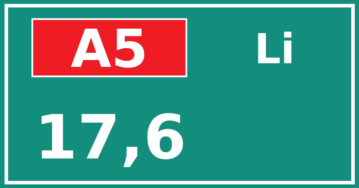 Hectometerbord A5 17,6 zijde Li