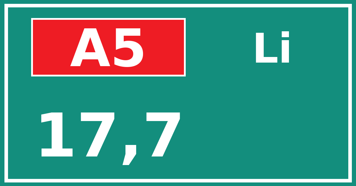 Hectometerbord A5 17,7 zijde Li
