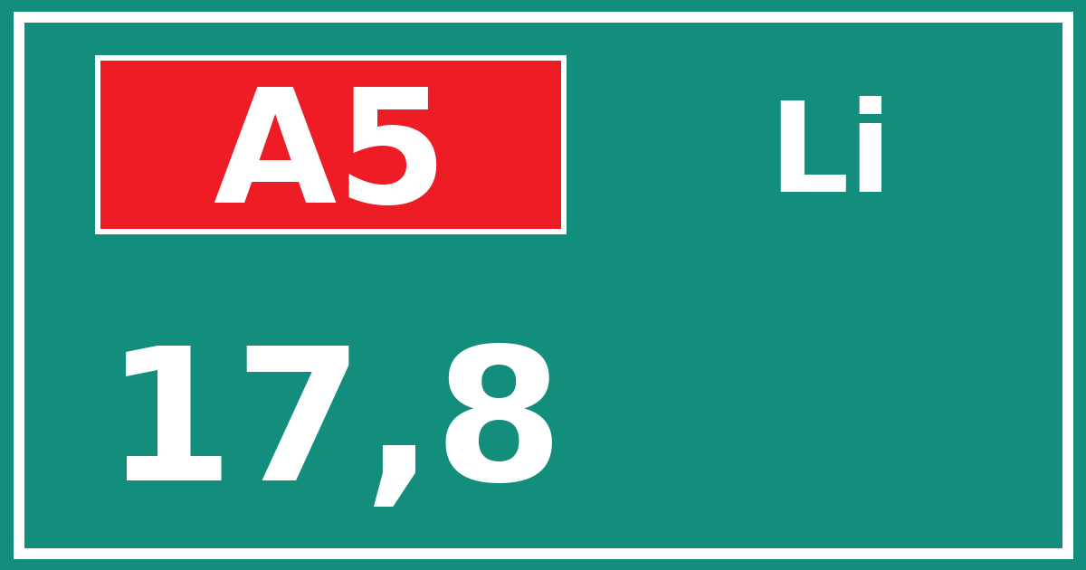 Hectometerbord A5 17,8 zijde Li