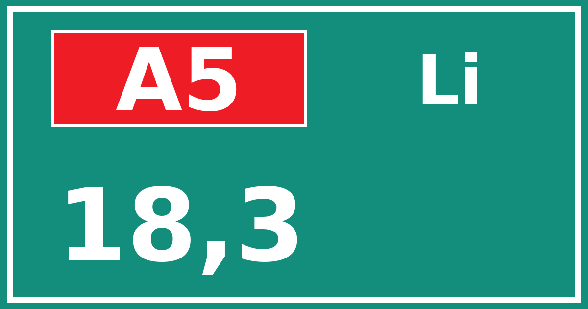 Hectometerbord A5 18,3 zijde Li