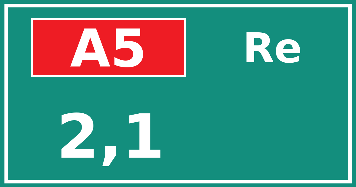 Hectometerbord A5 2,1 zijde Re