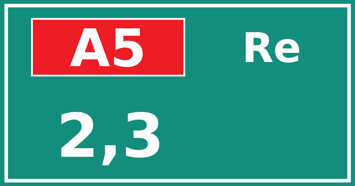 Hectometerbord A5 2,3 zijde Re