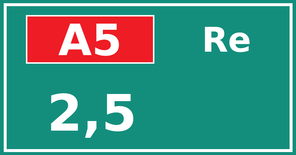 Hectometerbord A5 2,5 zijde Re