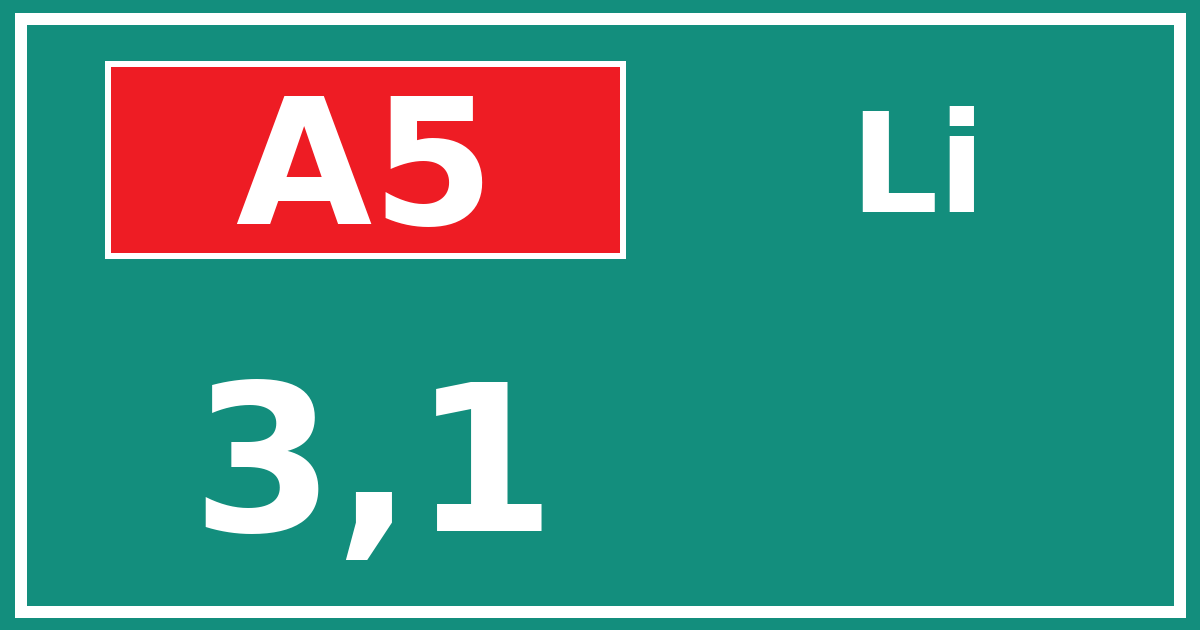 Hectometerbord A5 3,1 zijde Li