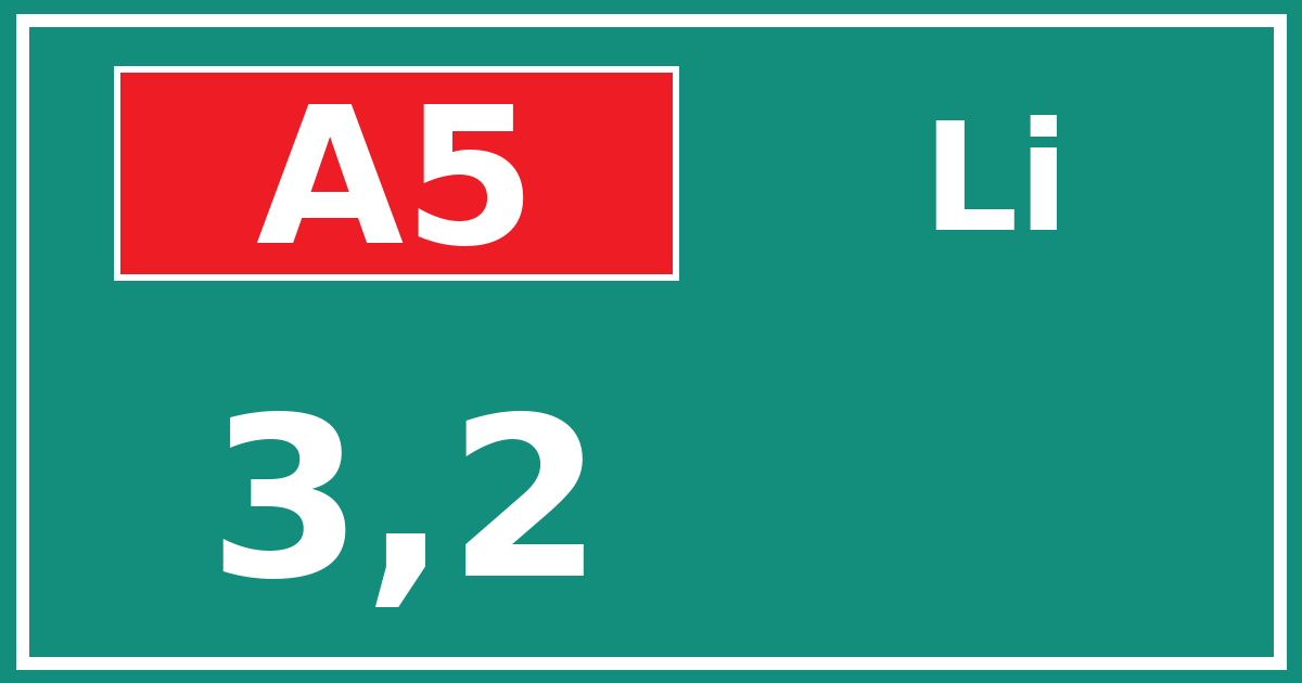 Hectometerbord A5 3,2 zijde Li