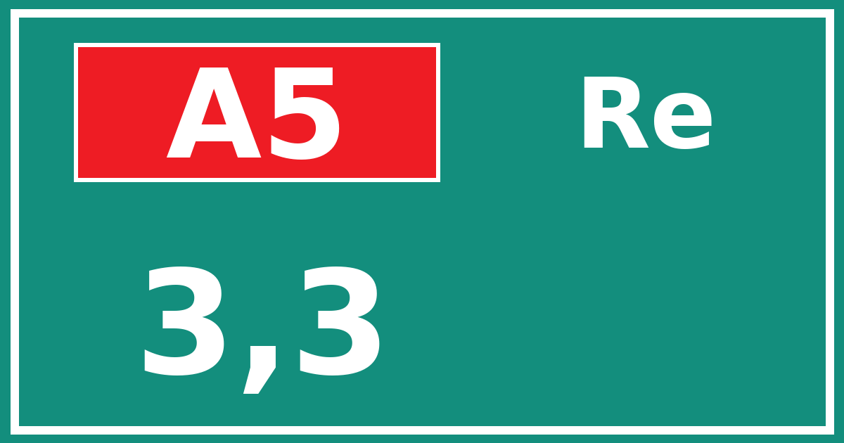 Hectometerbord A5 3,3 zijde Re