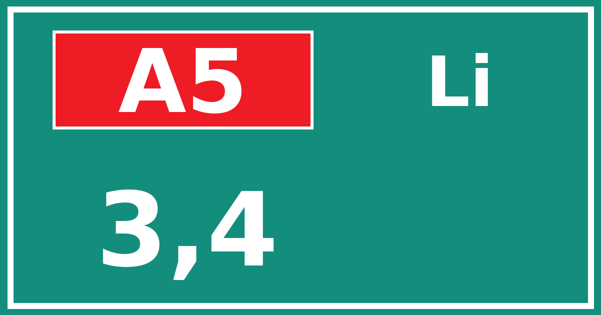 Hectometerbord A5 3,4 zijde Li