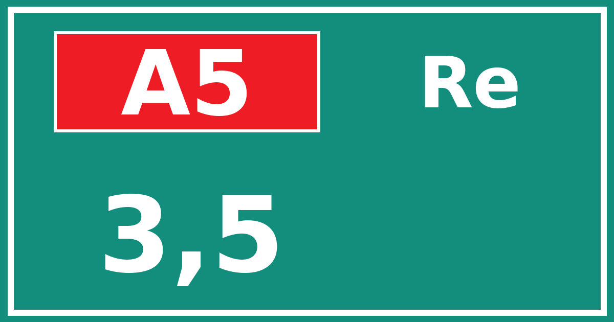 Hectometerbord A5 3,5 zijde Re