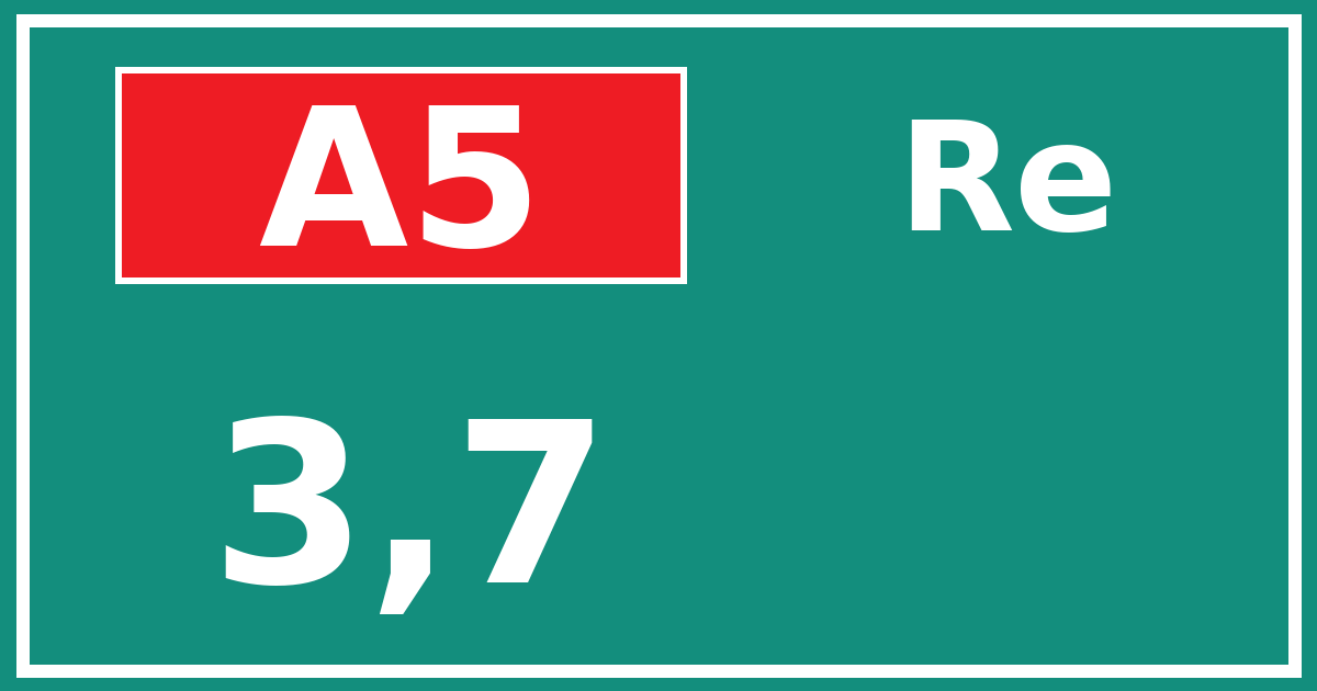Hectometerbord A5 3,7 zijde Re