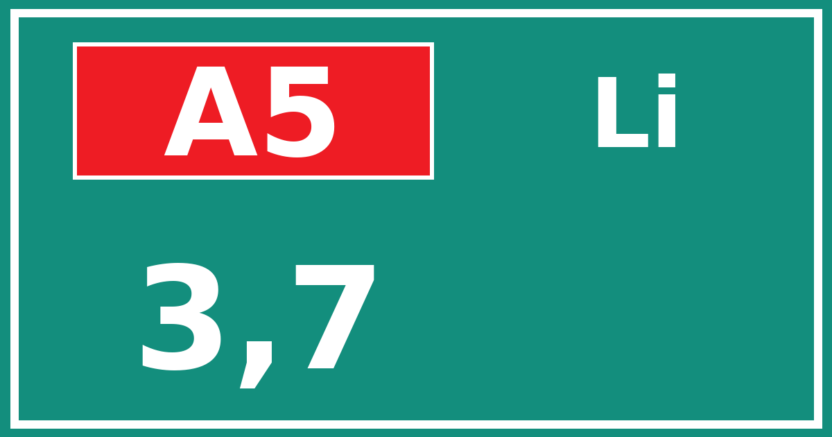 Hectometerbord A5 3,7 zijde Li