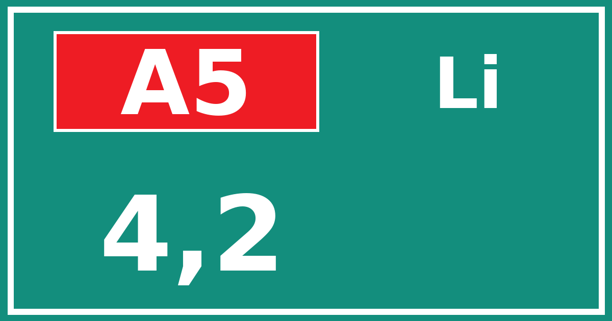 Hectometerbord A5 4,2 zijde Li