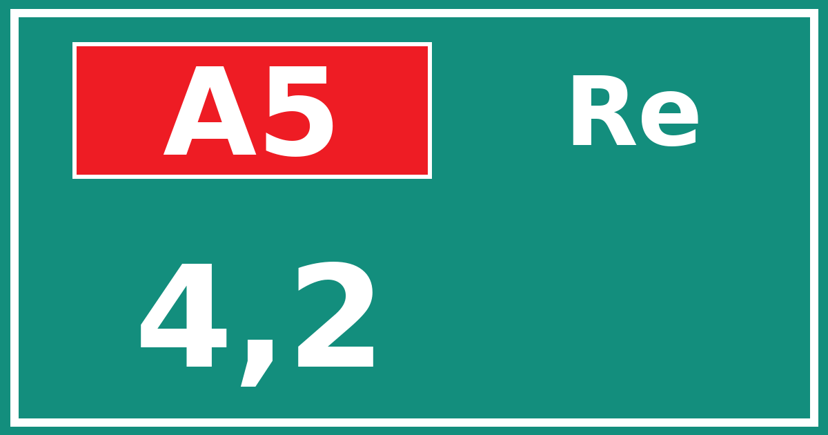 Hectometerbord A5 4,2 zijde Re