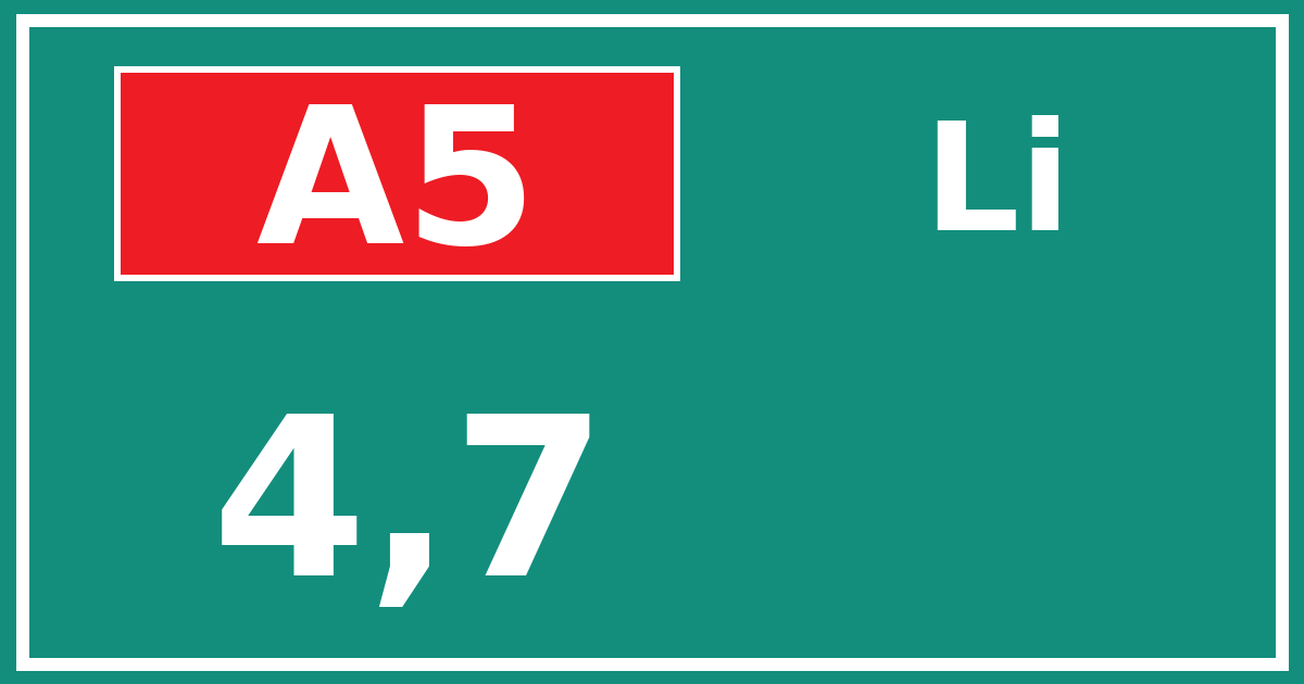 Hectometerbord A5 4,7 zijde Li