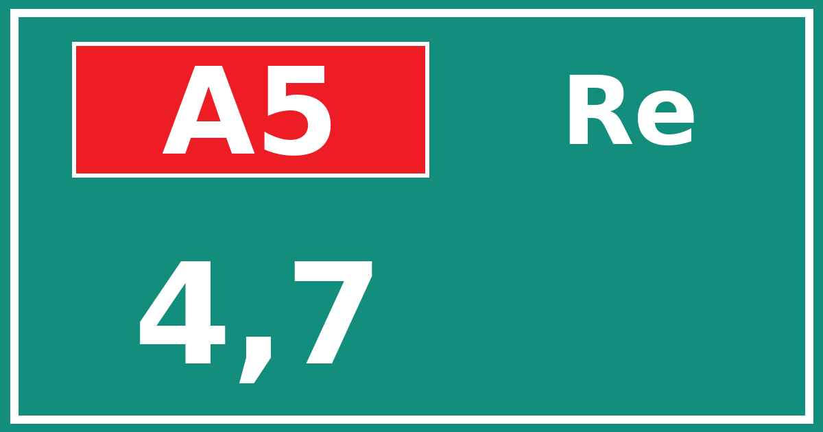 Hectometerbord A5 4,7 zijde Re