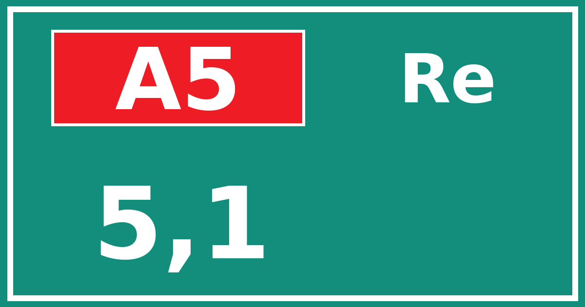 Hectometerbord A5 5,1 zijde Re