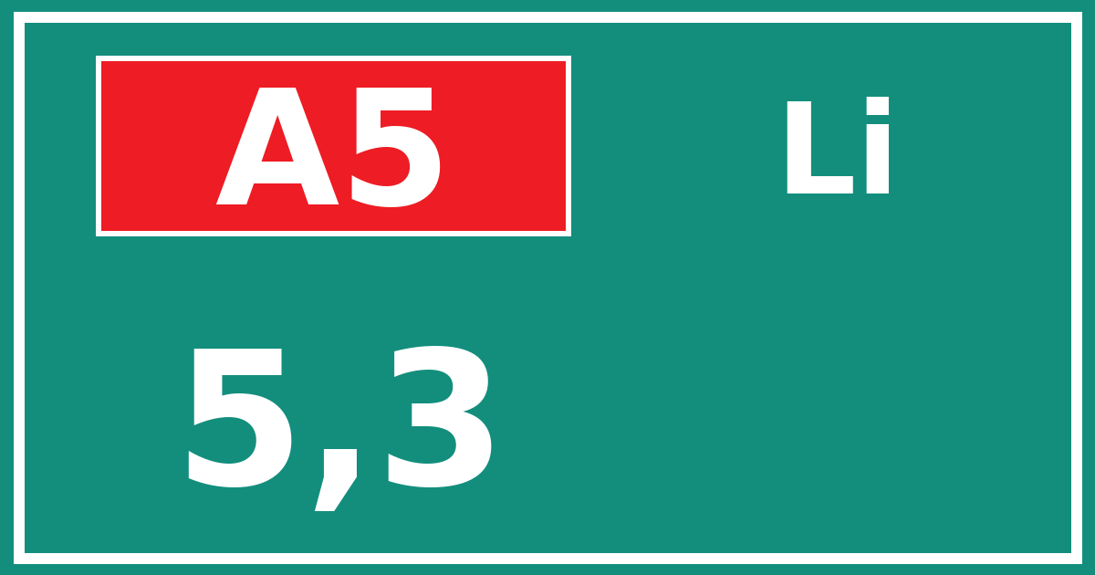 Hectometerbord A5 5,3 zijde Li