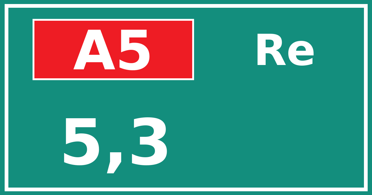 Hectometerbord A5 5,3 zijde Re