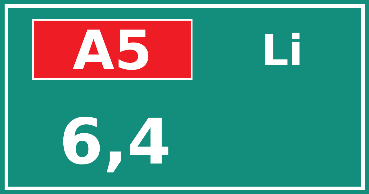 Hectometerbord A5 6,4 zijde Li