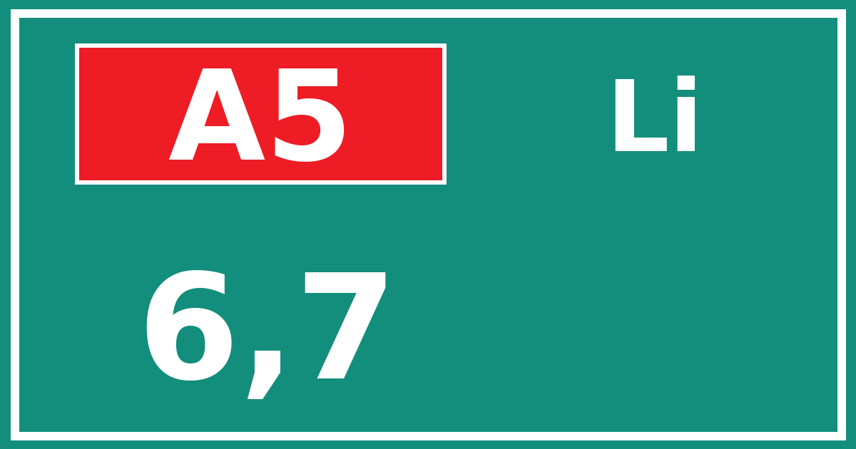 Hectometerbord A5 6,7 zijde Li