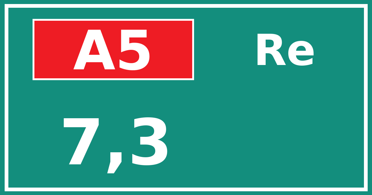 Hectometerbord A5 7,3 zijde Re