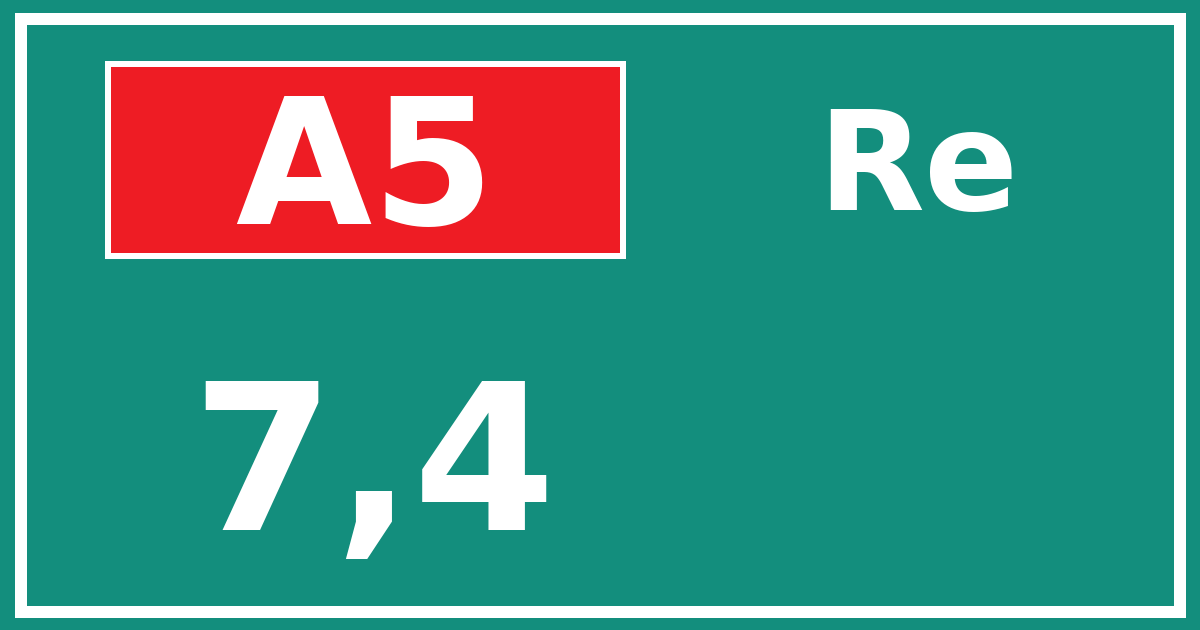 Hectometerbord A5 7,4 zijde Re