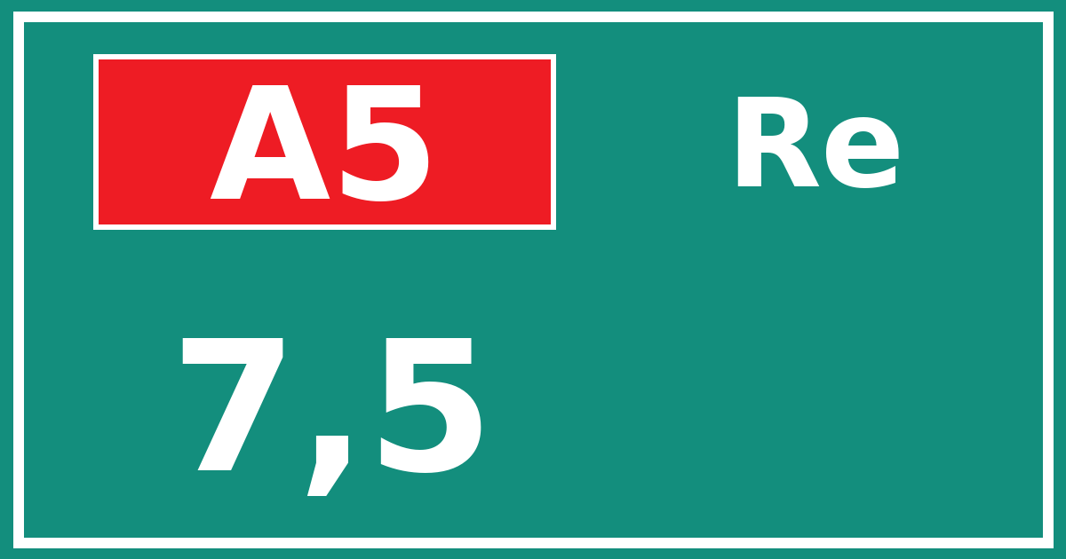 Hectometerbord A5 7,5 zijde Re