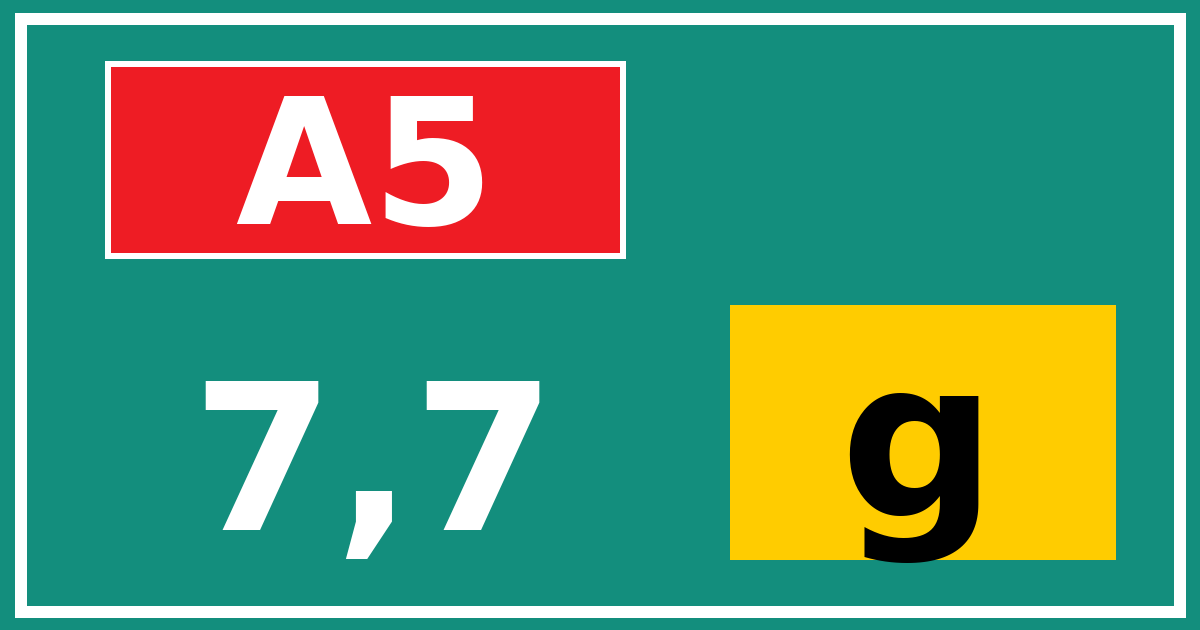 Hectometerbord A5 7,7 letter g