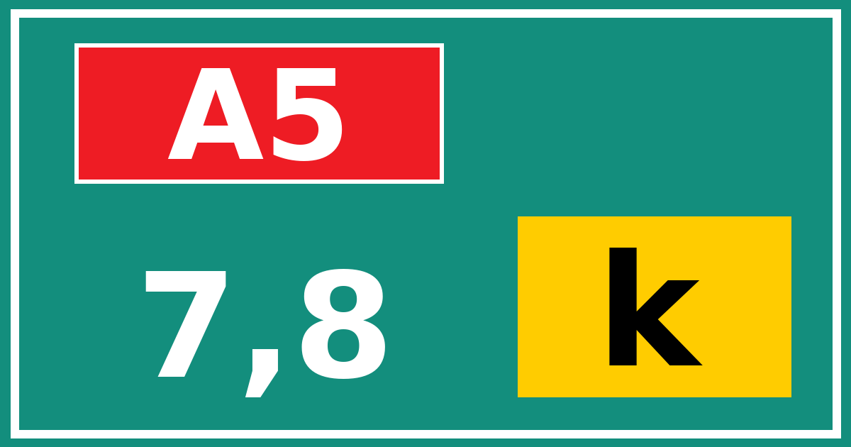 Hectometerbord A5 7,8 letter k