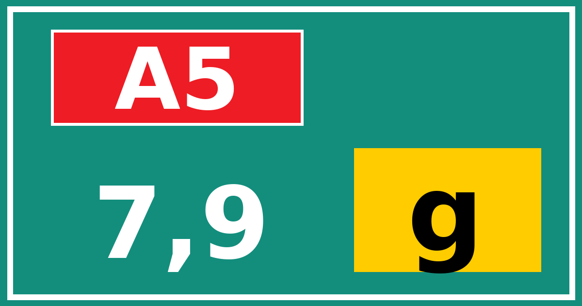 Hectometerbord A5 7,9 letter g