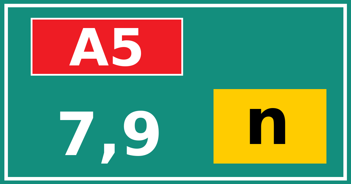 Hectometerbord A5 7,9 letter n