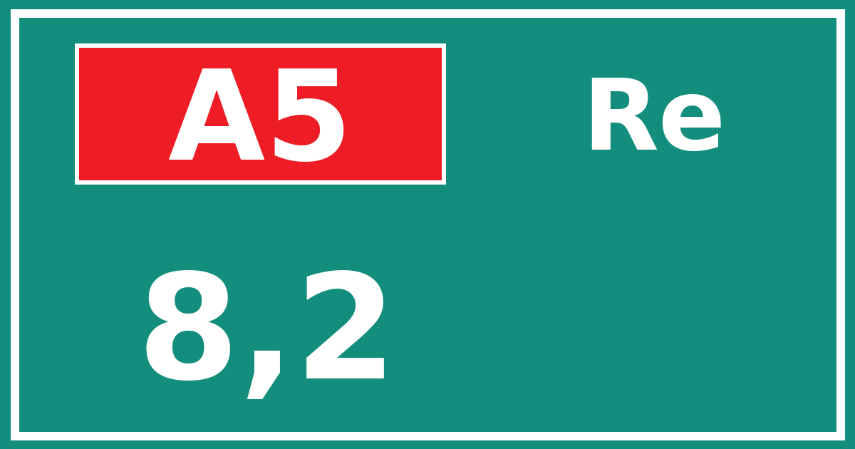 Hectometerbord A5 8,2 zijde Re